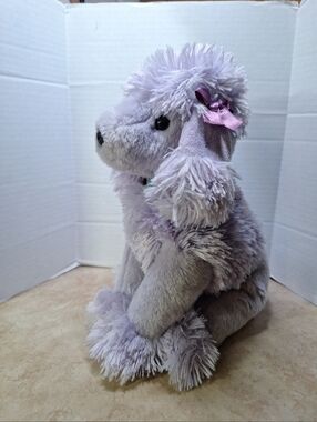 Ty Beanie Buddies Demure The Purple French Poodle 2004 Ribbons Rainbow Collar